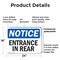 Signmission Entrance In Rear OSHA Notice Sign, Plastic, 24in W x 18in L, 2PK OS-2PACK-NS-P-1824-L-12102 - alternate 7